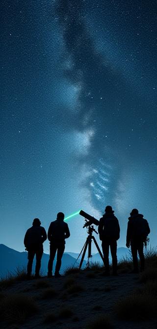 Участники экспедиции с телескопами