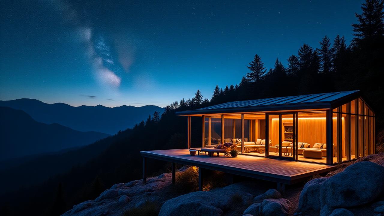 Роскошный отель на фоне заката и первых звезд